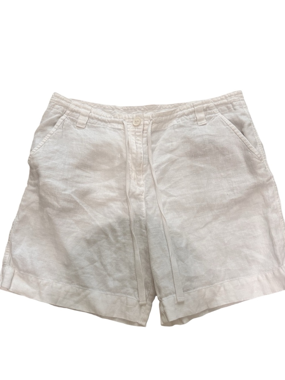 Talbots Irish Linen Women's White Linen Blend Casual Shorts Drawstring 8